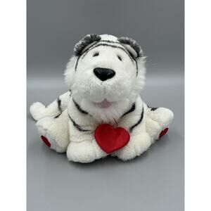 Vintage Hallmark White Striped Tiger Plush W/ Heart 9” Stuffed Animal